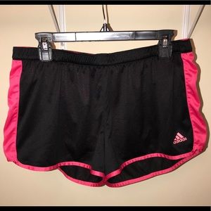 Black and pink Adidas athletic shorts